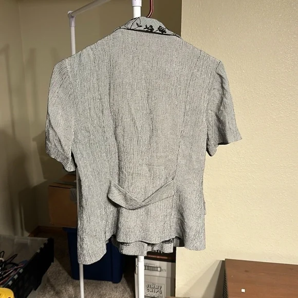 Vintage Virgo II Black Herringbone Button Up Blouse Size 6 - Picture 6 of 6